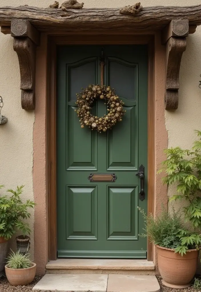 30 Front Door Paint Colors That Instantly Transform Your Exterior - 28. Rustic Olive