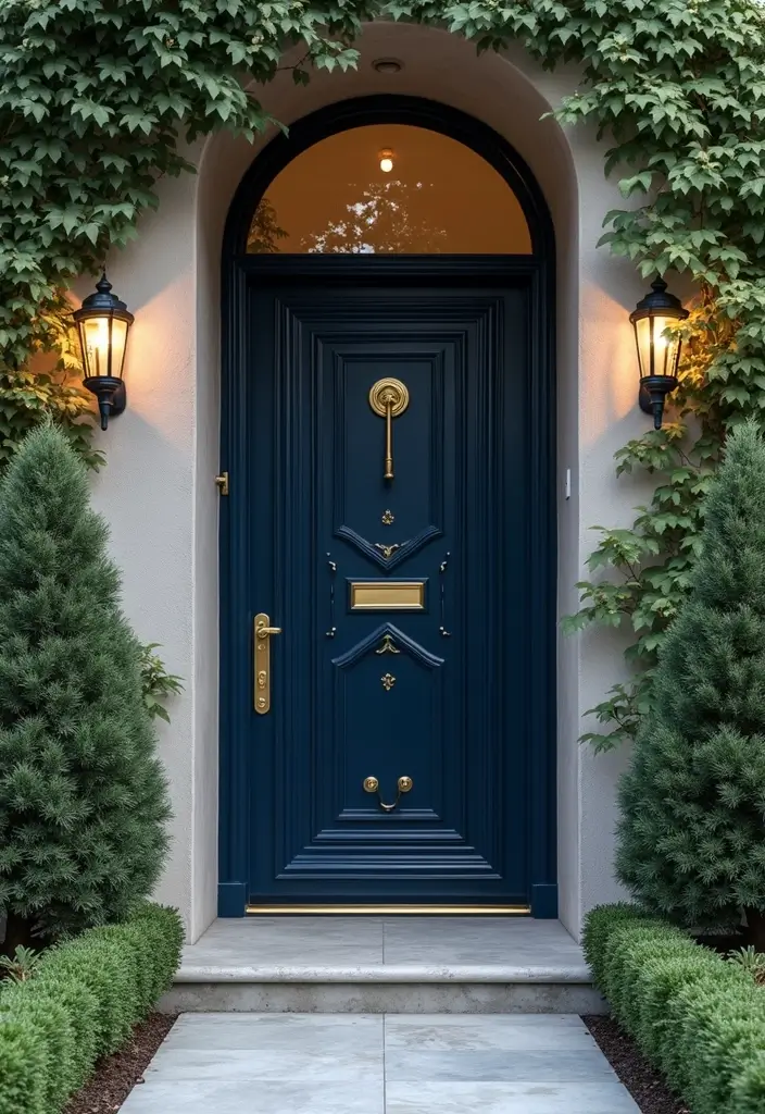 30 Front Door Paint Colors That Instantly Transform Your Exterior - 8. Midnight Blue