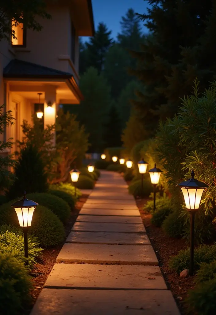 30 Front Door Walkway Ideas That Lead with Style - 13. Pathway with Solar Lights