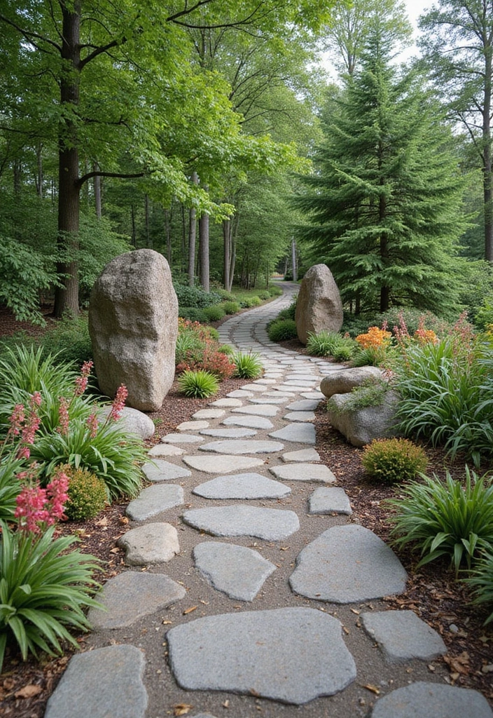 30 Front Door Walkway Ideas That Lead with Style - 22. Pathway with Decorative Boulders