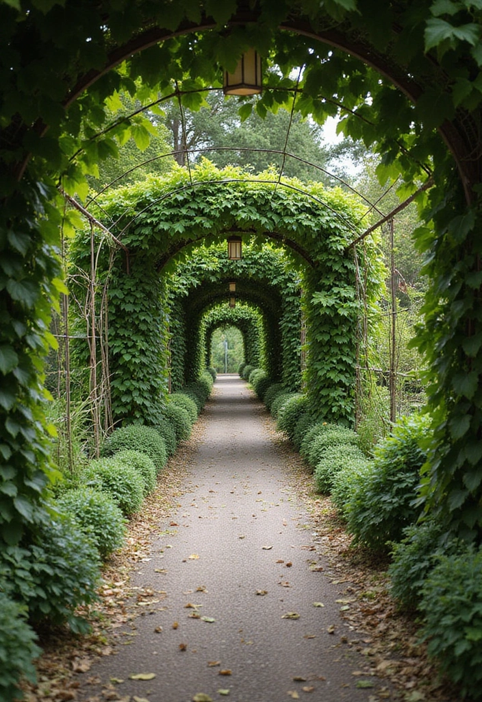 30 Front Door Walkway Ideas That Lead with Style - 23. Climbing Vines Along the Pathway