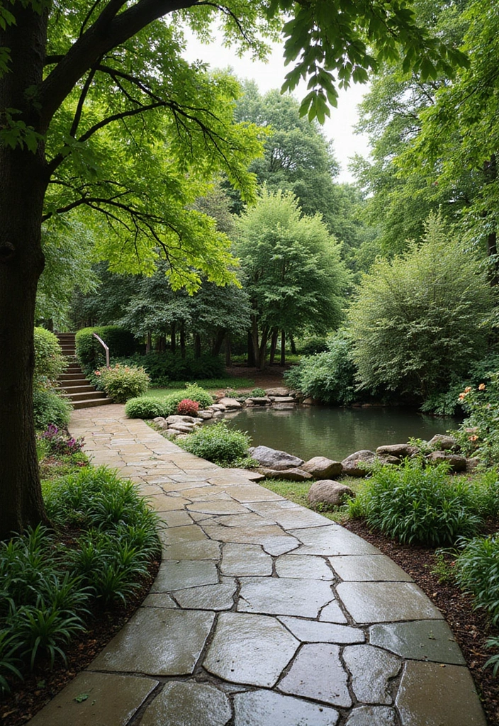 30 Front Door Walkway Ideas That Lead with Style - 24. Pathway with a Water Feature