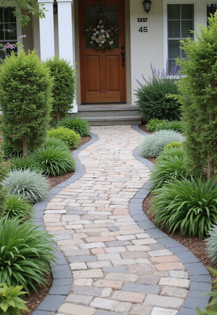 30 Front Door Walkway Ideas That Lead with Style - 5. Paver Pathway with Native Plants