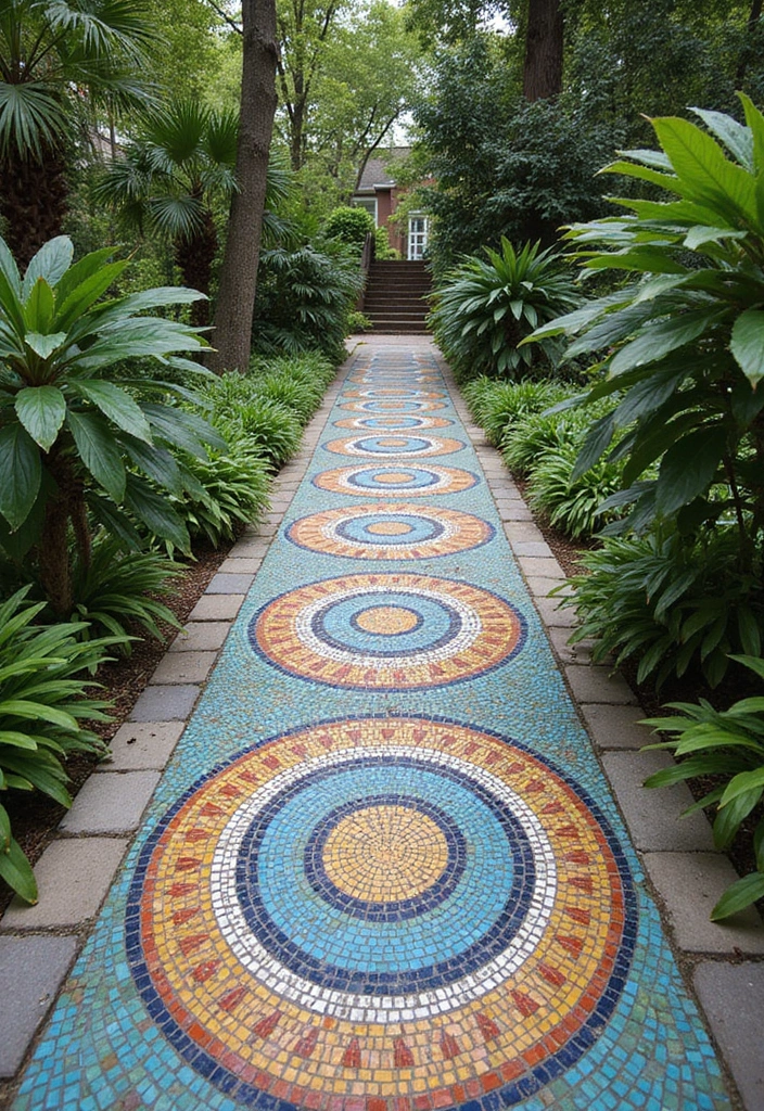30 Front Door Walkway Ideas That Lead with Style - 8. Mosaic Tile Pathway
