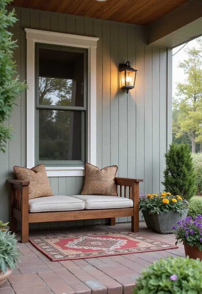 30 Front Porch Bench Ideas That Add Both Style and Function 13 30 Front Porch Bench Ideas That Add Both Style and Function - 13. Custom Built-Ins