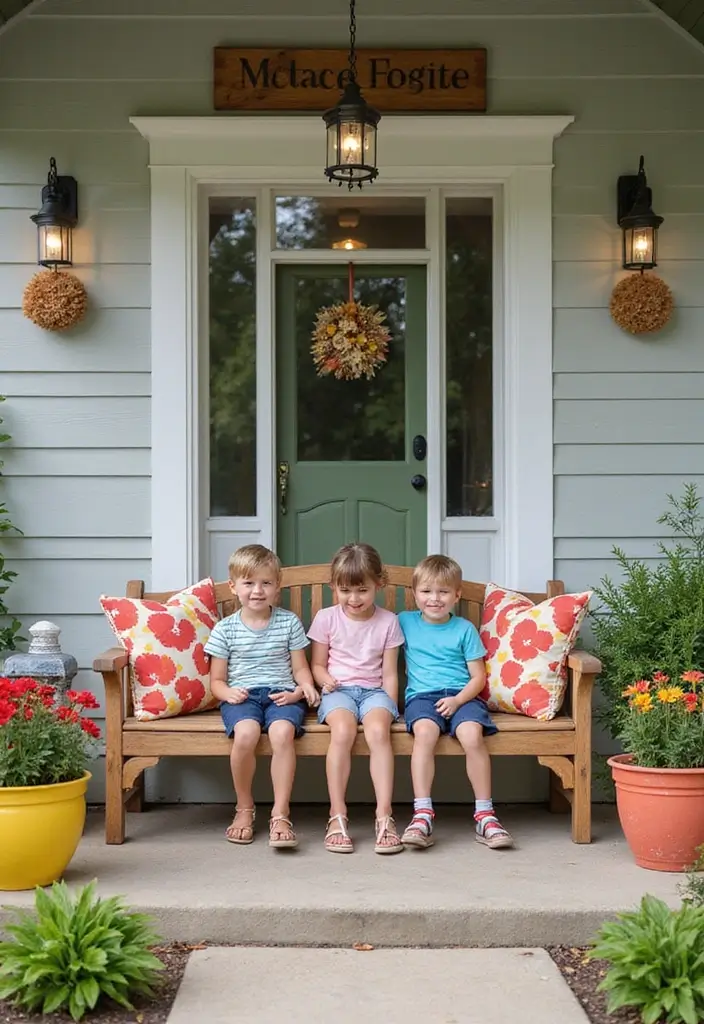 30 Front Porch Bench Ideas That Add Both Style and Function 18 30 Front Porch Bench Ideas That Add Both Style and Function - 18. Family-Friendly Picnic Bench
