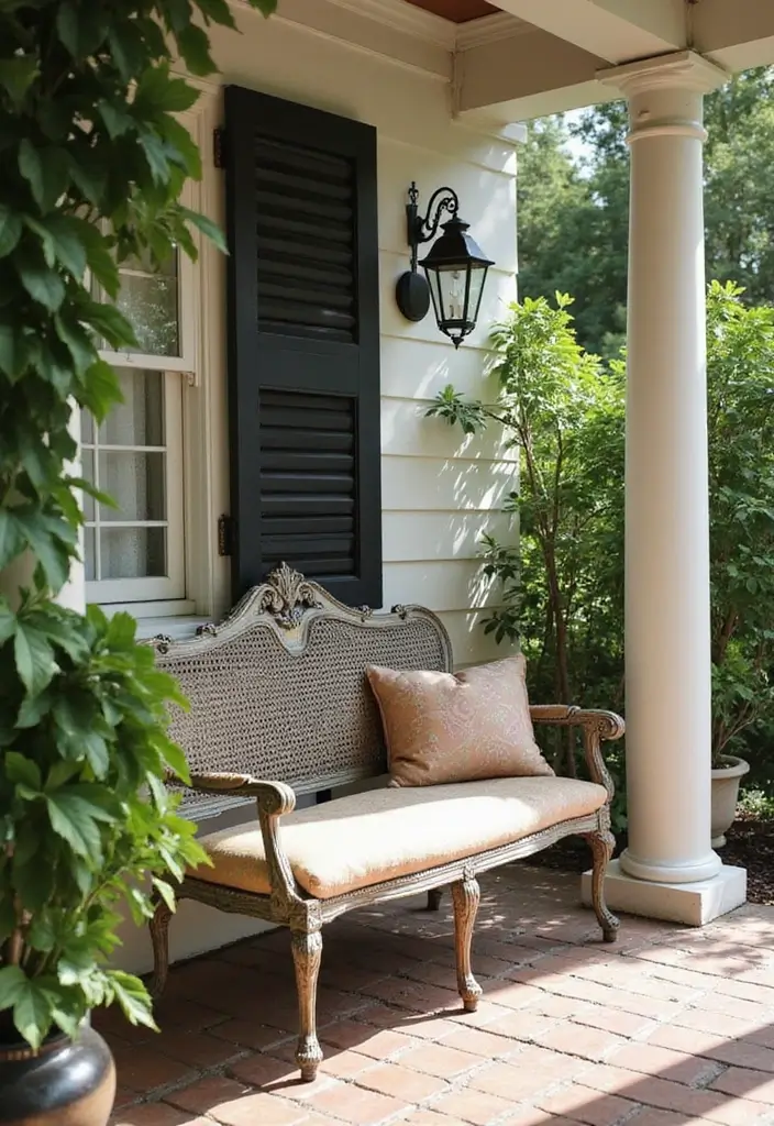30 Front Porch Bench Ideas That Add Both Style and Function 19 30 Front Porch Bench Ideas That Add Both Style and Function - 19. Elegant Garden Bench