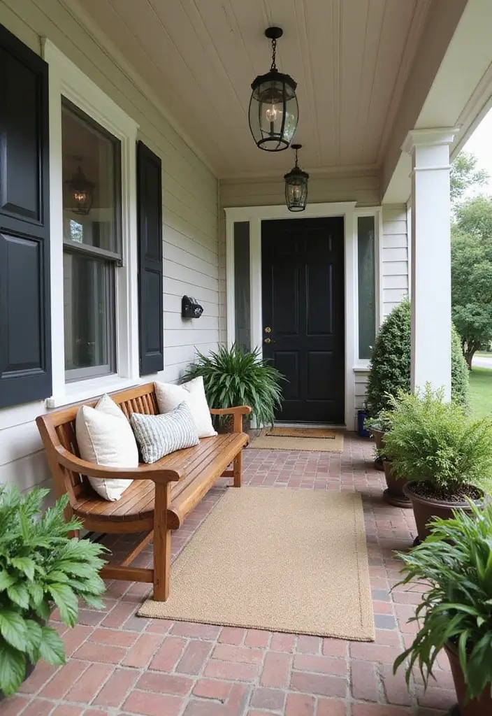 30 Front Porch Bench Ideas That Add Both Style and Function 24 30 Front Porch Bench Ideas That Add Both Style and Function - 24. Curved Bench Delight