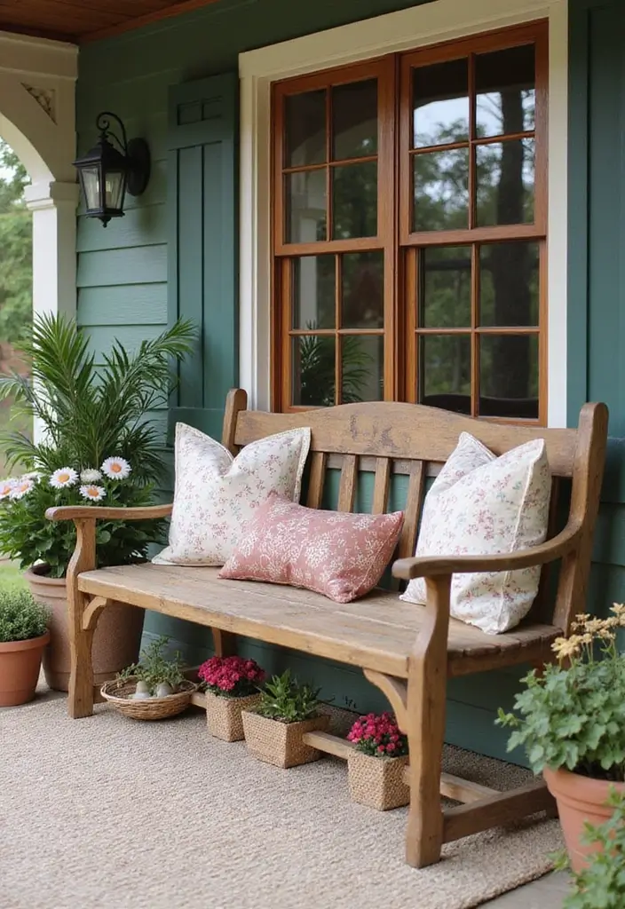 30 Front Porch Bench Ideas That Add Both Style and Function 26 30 Front Porch Bench Ideas That Add Both Style and Function - 26. Charming Rustic Bench