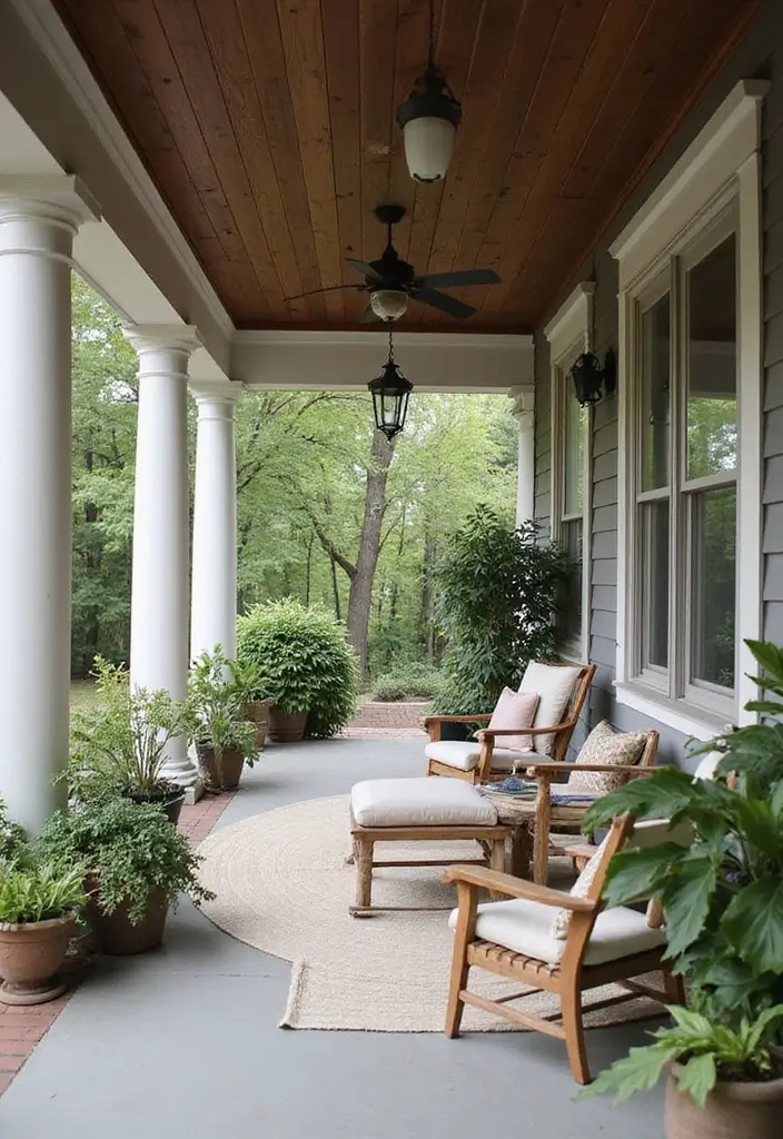 30 Front Porch Ceiling Ideas That Add Style Overhead - 12. Dark Stained Ceilings