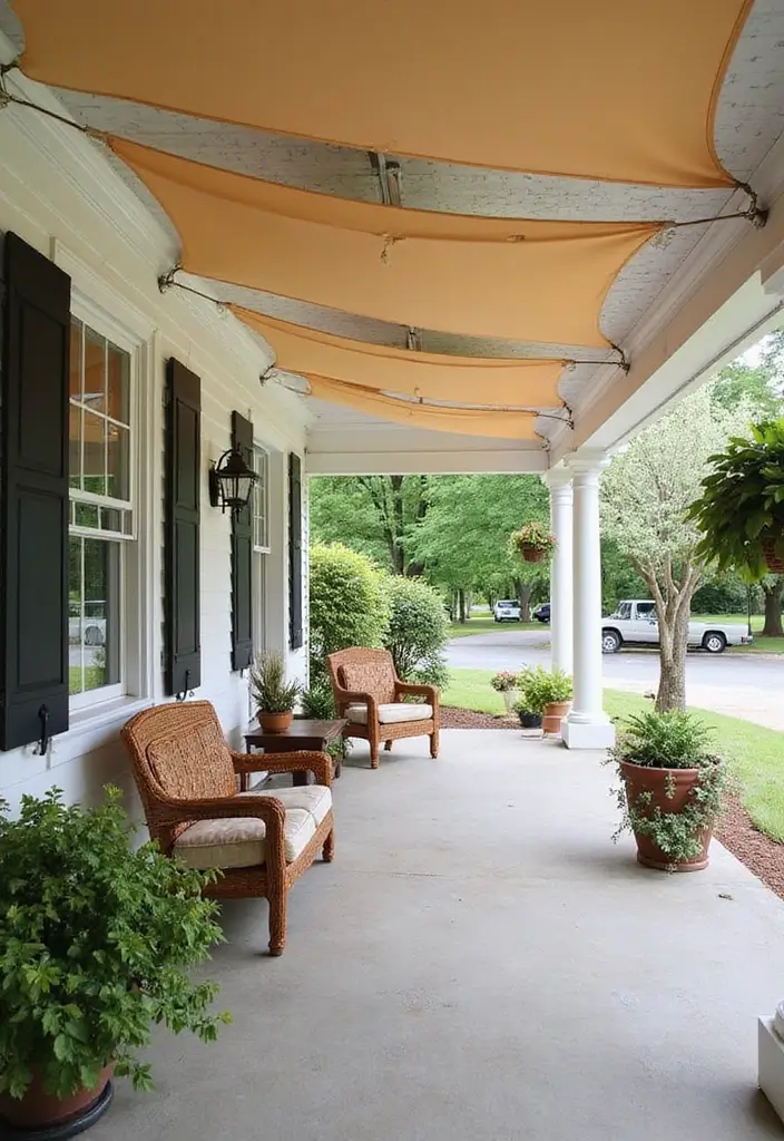30 Front Porch Ceiling Ideas That Add Style Overhead - 14. Fabric Canopies