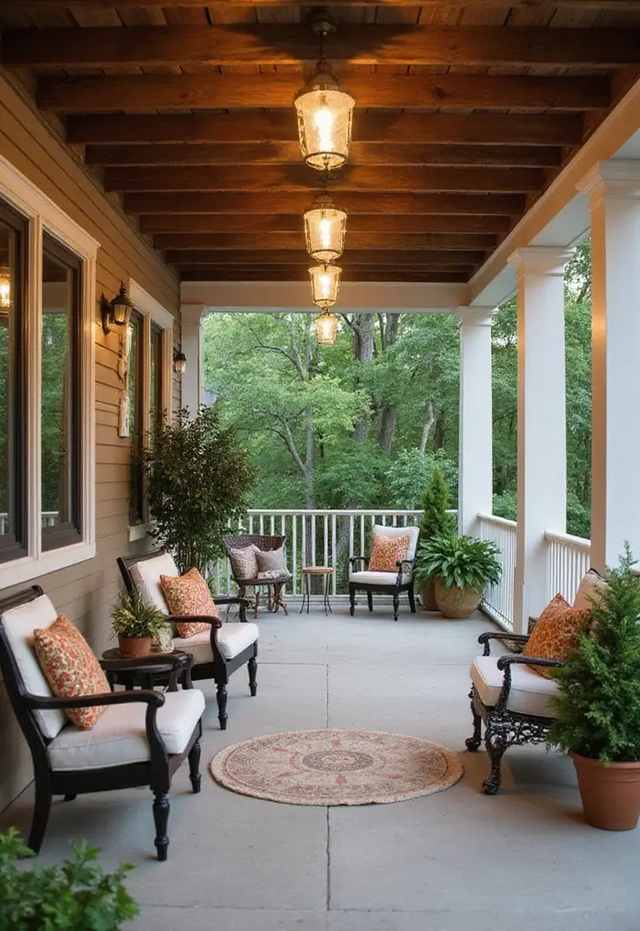 30 Front Porch Ceiling Ideas That Add Style Overhead - 24. Vintage Ceiling Lights