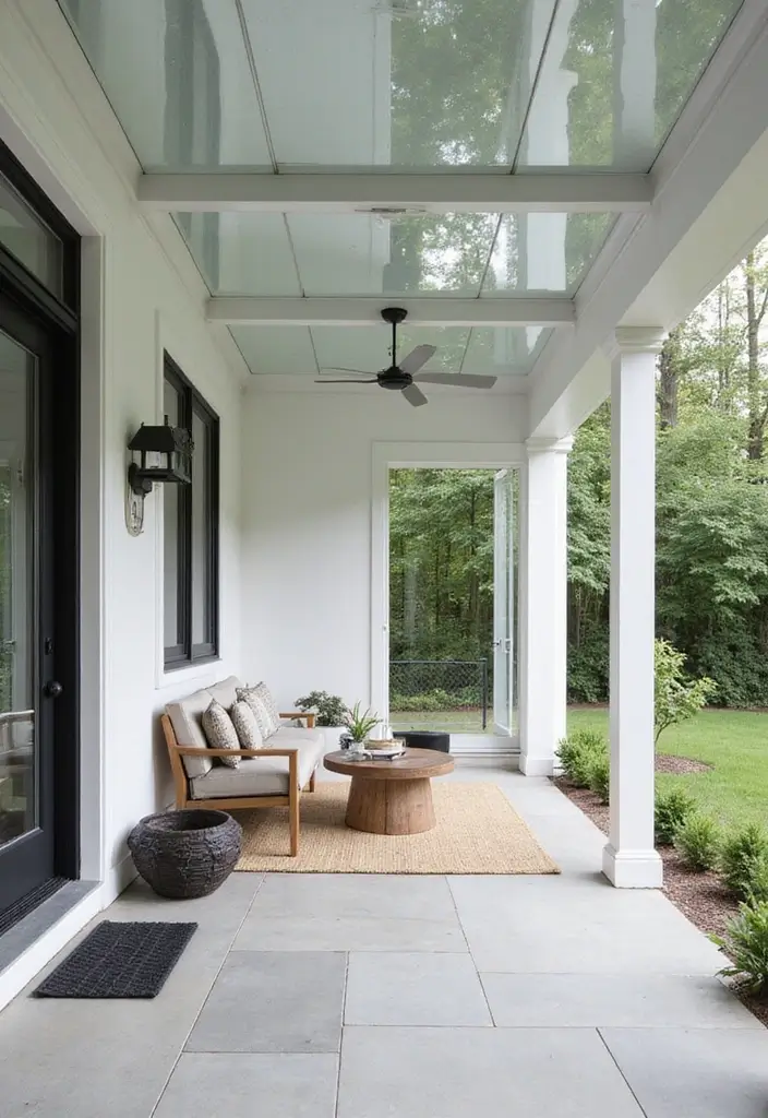 30 Front Porch Ceiling Ideas That Add Style Overhead - 26. Clear Acrylic Panels