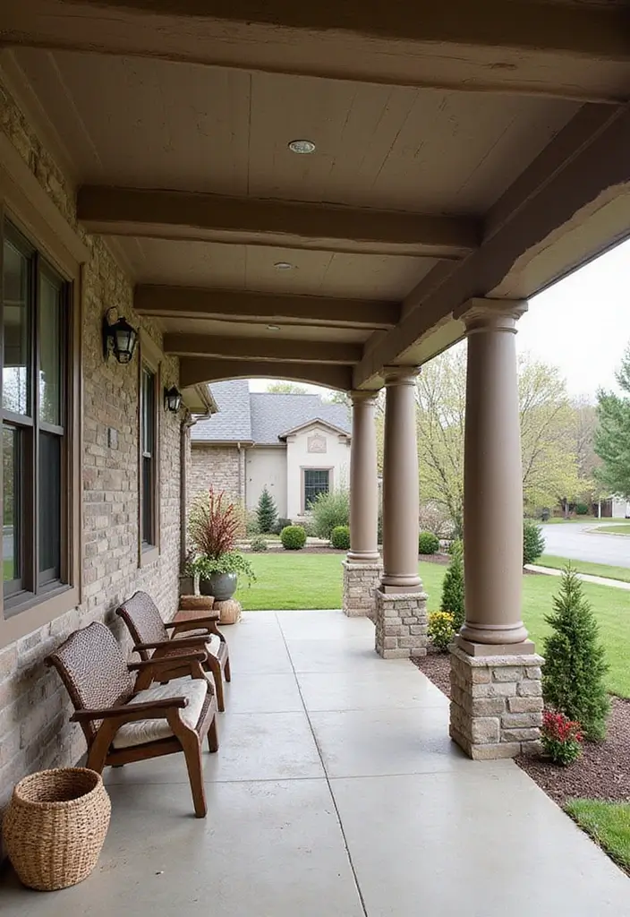 30 Front Porch Ceiling Ideas That Add Style Overhead - 5. Faux Beams