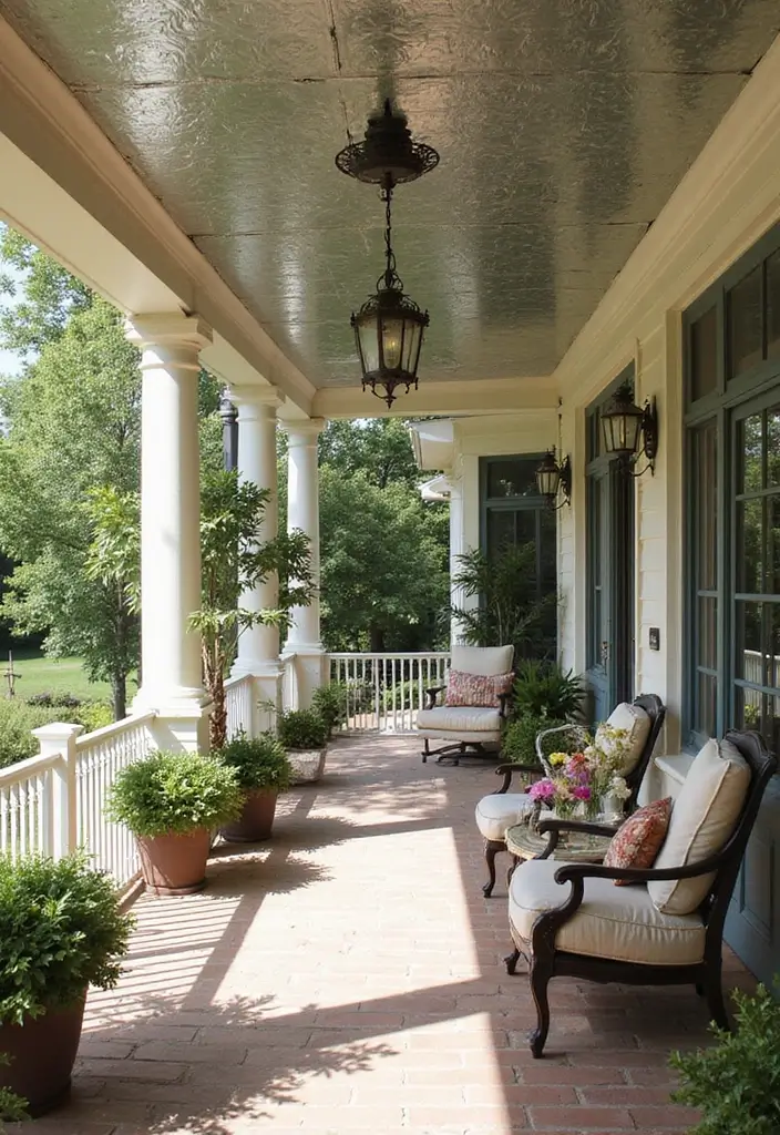 30 Front Porch Ceiling Ideas That Add Style Overhead - 8. Tin Ceiling Tiles