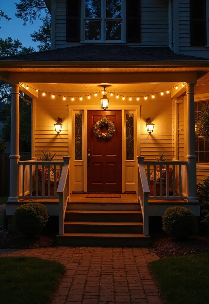 30 Front Porch Decorating Ideas to Boost Curb Appeal - 18. String Lights