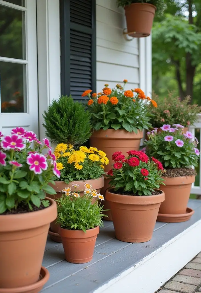 30 Front Porch Decorating Ideas to Boost Curb Appeal - 3. Potted Plants and Flowers