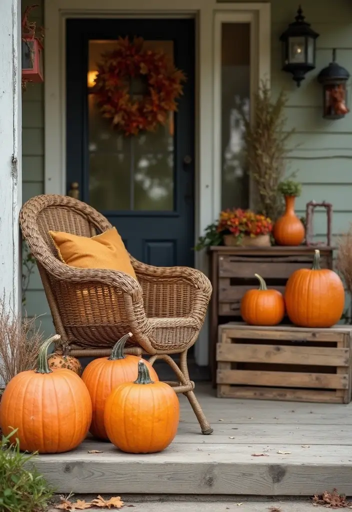 30 Front Porch Halloween Decor Ideas That Spook and Delight 1 30 Front Porch Halloween Decor Ideas That Spook and Delight - 1. Vintage-Inspired Pumpkin Display