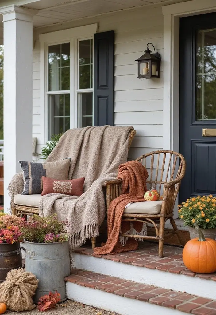 30 Front Porch Halloween Decor Ideas That Spook and Delight 10 30 Front Porch Halloween Decor Ideas That Spook and Delight - 10. Cozy Autumn Throws
