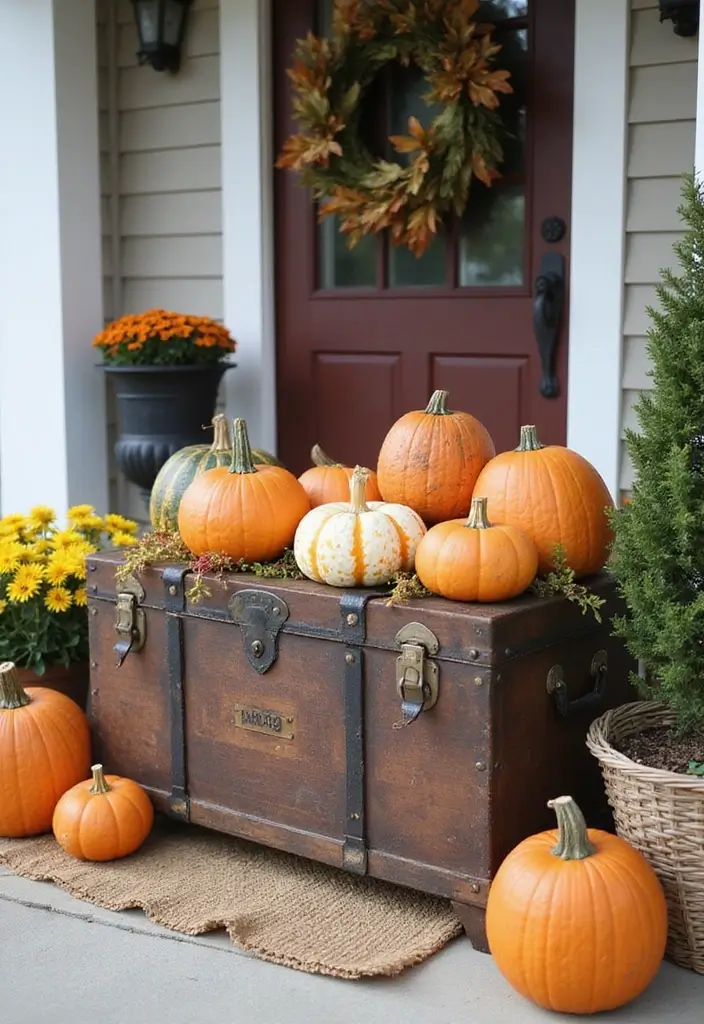 30 Front Porch Halloween Decor Ideas That Spook and Delight 11 30 Front Porch Halloween Decor Ideas That Spook and Delight - 11. Vintage Trunk Display