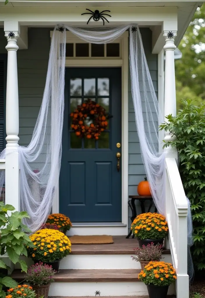 30 Front Porch Halloween Decor Ideas That Spook and Delight 12 30 Front Porch Halloween Decor Ideas That Spook and Delight - 12. Spooky Spider Webs