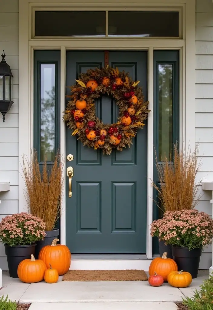 30 Front Porch Halloween Decor Ideas That Spook and Delight 13 30 Front Porch Halloween Decor Ideas That Spook and Delight - 13. Festive Fall Wreaths