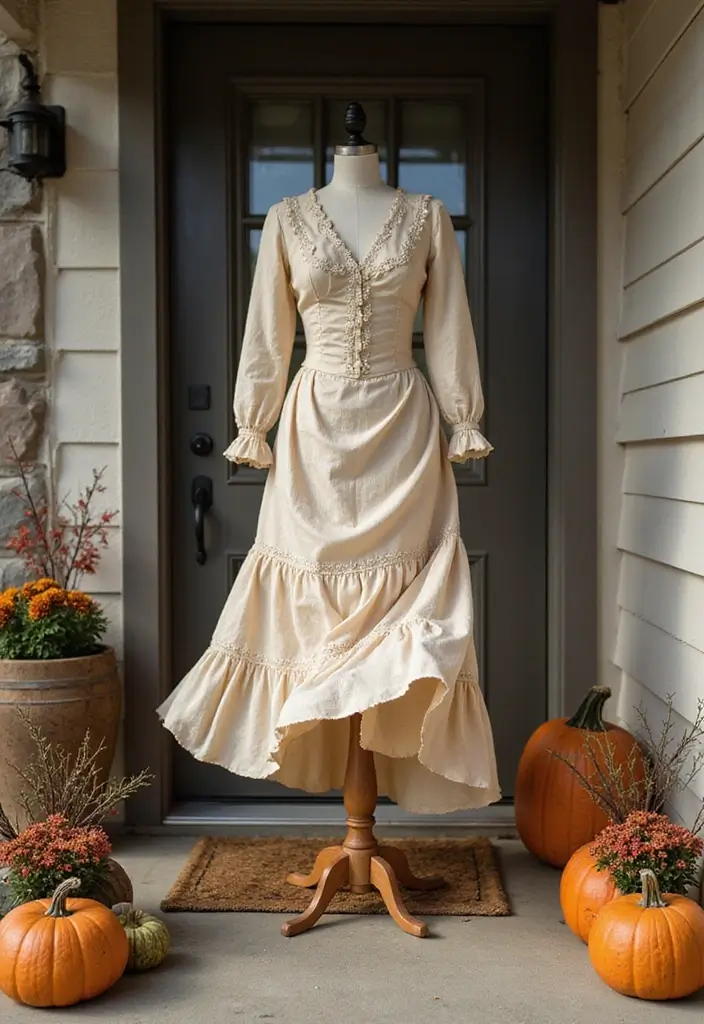 30 Front Porch Halloween Decor Ideas That Spook and Delight 14 30 Front Porch Halloween Decor Ideas That Spook and Delight - 14. Vintage Costume Display