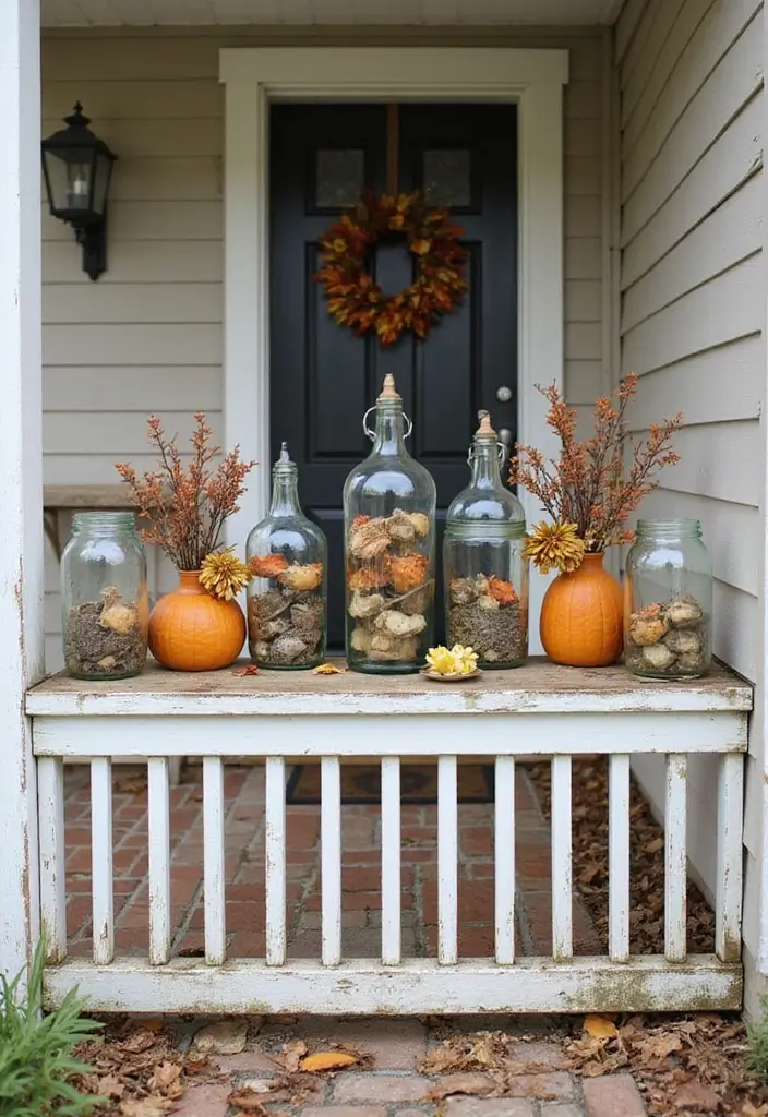 30 Front Porch Halloween Decor Ideas That Spook and Delight 16 30 Front Porch Halloween Decor Ideas That Spook and Delight - 16. Vintage Bottles and Jars