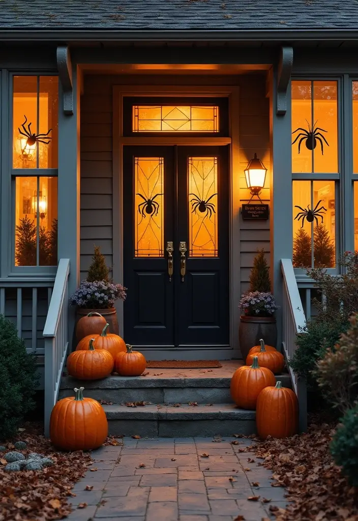 30 Front Porch Halloween Decor Ideas That Spook and Delight 18 30 Front Porch Halloween Decor Ideas That Spook and Delight - 18. Spooky Spider Silhouettes