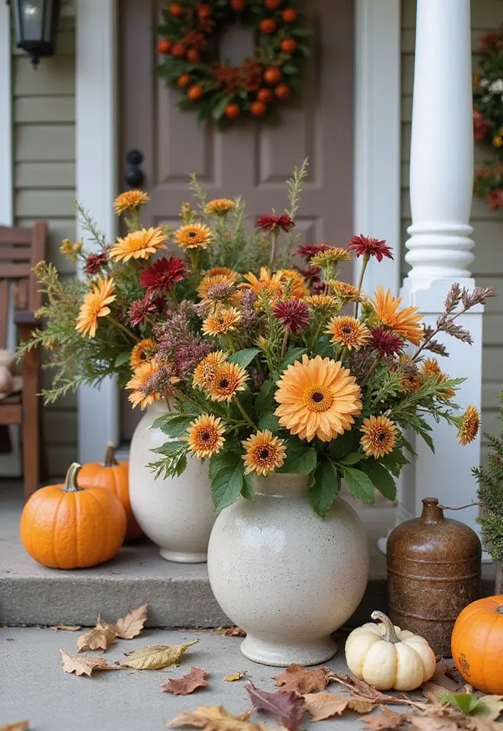 30 Front Porch Halloween Decor Ideas That Spook and Delight 19 30 Front Porch Halloween Decor Ideas That Spook and Delight - 19. Autumnal Floral Arrangements