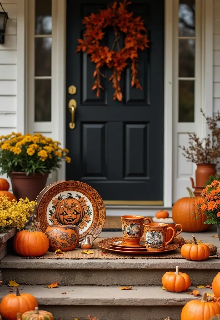 30 Front Porch Halloween Decor Ideas That Spook and Delight 29 30 Front Porch Halloween Decor Ideas That Spook and Delight - 29. Halloween-Themed Tableware