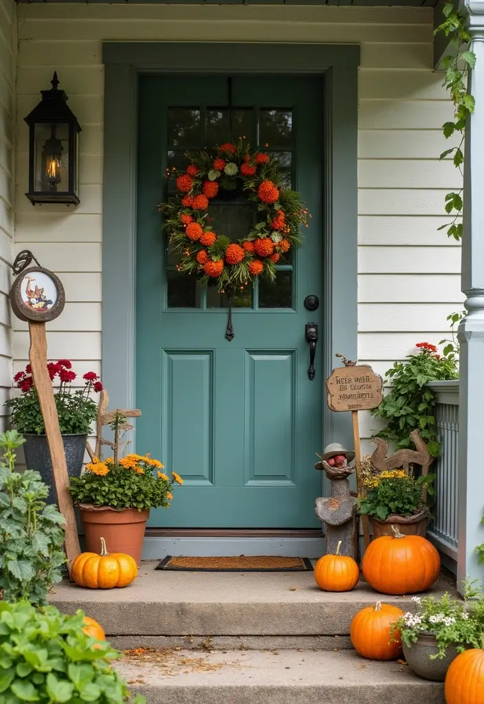 30 Front Porch Halloween Decor Ideas That Spook and Delight 30 30 Front Porch Halloween Decor Ideas That Spook and Delight - 30. Charming Vintage Garden Stakes