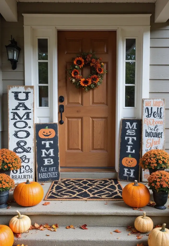 30 Front Porch Halloween Decor Ideas That Spook and Delight 5 30 Front Porch Halloween Decor Ideas That Spook and Delight - 5. Vintage Wooden Signs