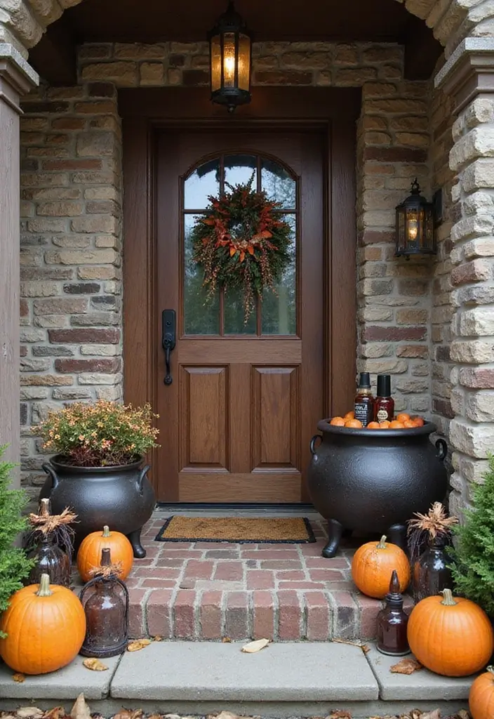 30 Front Porch Halloween Decor Ideas That Spook and Delight 9 30 Front Porch Halloween Decor Ideas That Spook and Delight - 9. Enchanted Witch's Brew Corner