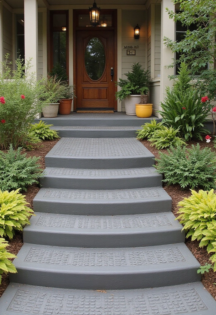 30 Front Porch Stairs Ideas That Upgrade Your Entryway - 24. Textured Rubber Steps