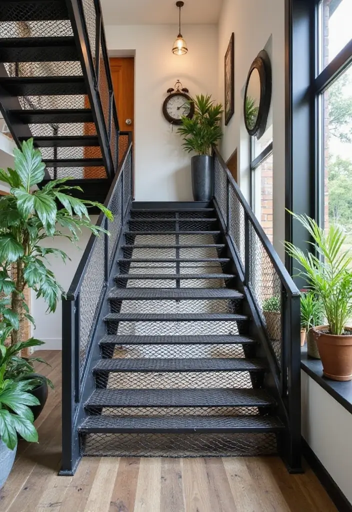 30 Front Porch Stairs Ideas That Upgrade Your Entryway - 8. Wire Mesh Steps
