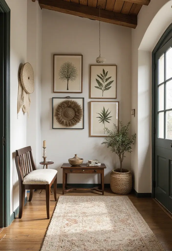 30 Interior Front Door Entryway Ideas That Feel Inviting 14 30 Interior Front Door Entryway Ideas That Feel Inviting - 14. Nature-Inspired Prints and Textiles