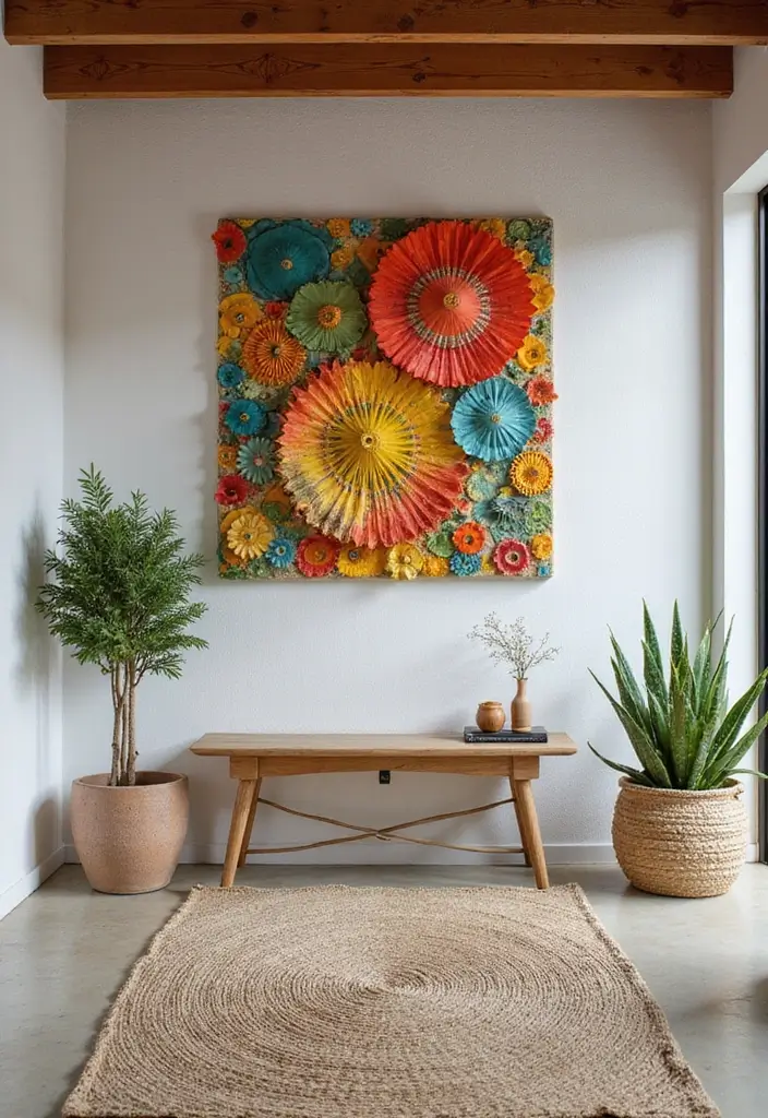 30 Interior Front Door Entryway Ideas That Feel Inviting 16 30 Interior Front Door Entryway Ideas That Feel Inviting - 16. Sustainable Wall Art