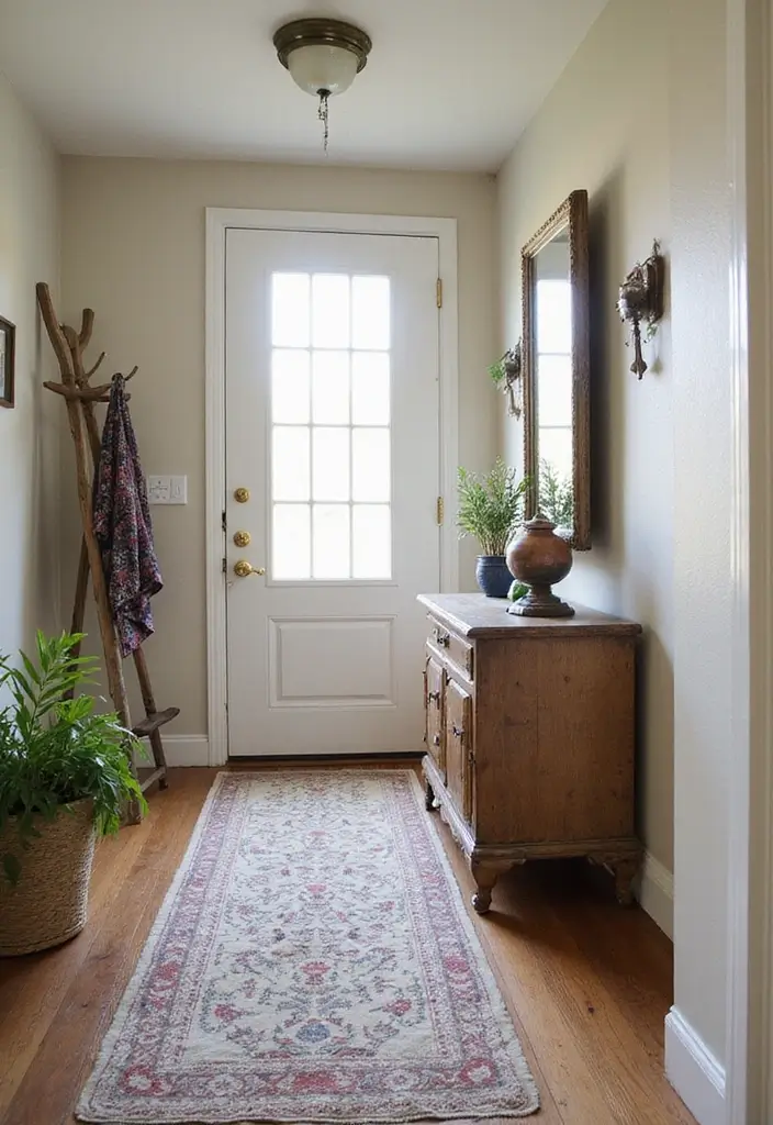 30 Interior Front Door Entryway Ideas That Feel Inviting 6 30 Interior Front Door Entryway Ideas That Feel Inviting - 6. Vintage and Upcycled Decor