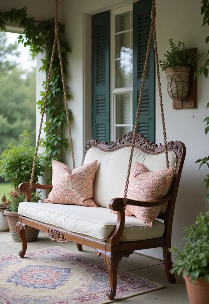 30 Long Front Porch Decorating Ideas That Fill the Space Beautifully - 11. Vintage Swing