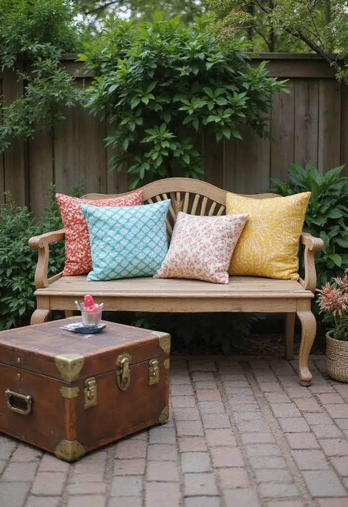 30 Long Front Porch Decorating Ideas That Fill the Space Beautifully - 2. Antique Wooden Benches