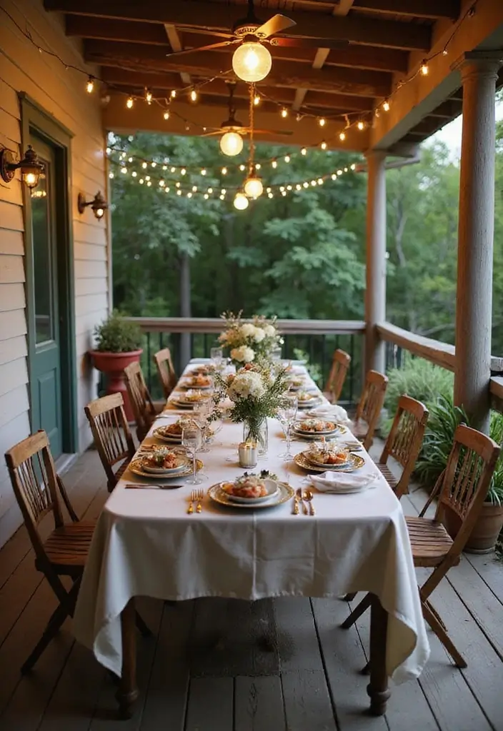 30 Long Front Porch Decorating Ideas That Fill the Space Beautifully - 28. Outdoor Dining Area
