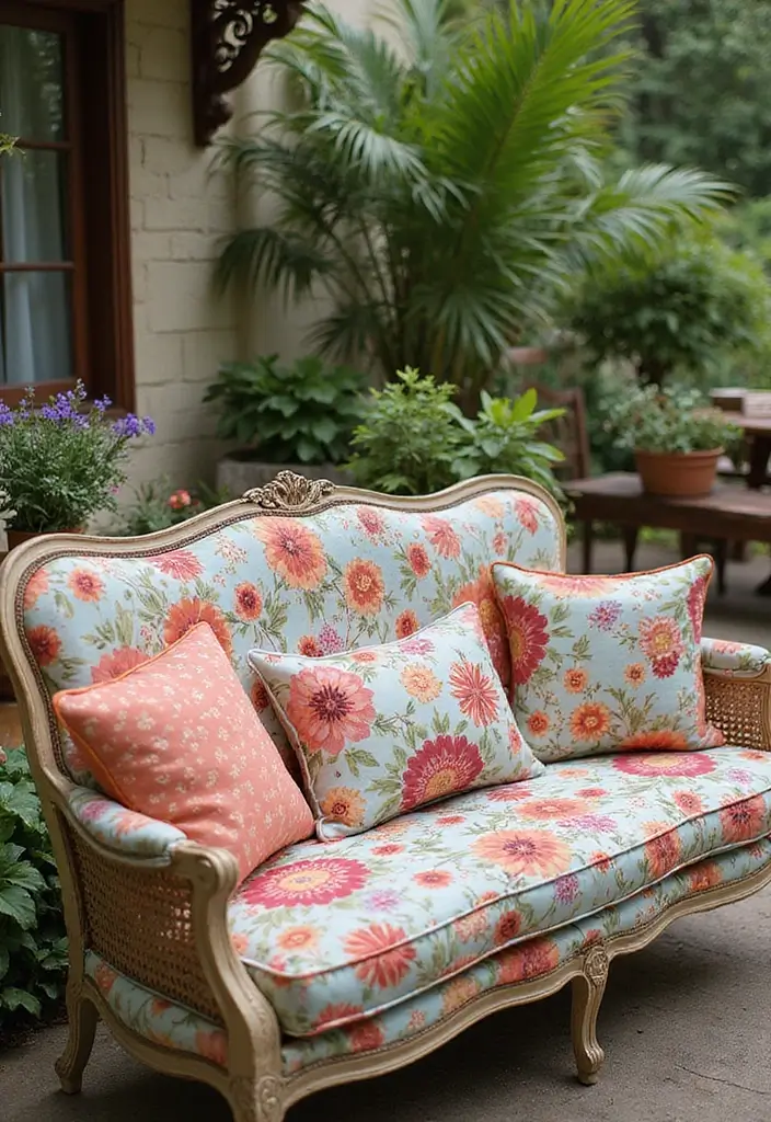 30 Long Front Porch Decorating Ideas That Fill the Space Beautifully - 6. Floral Cushions