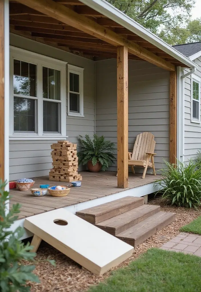 30 Mobile Home Front Porch Ideas That Boost Curb Appeal 22 30 Mobile Home Front Porch Ideas That Boost Curb Appeal - 22. Outdoor Games