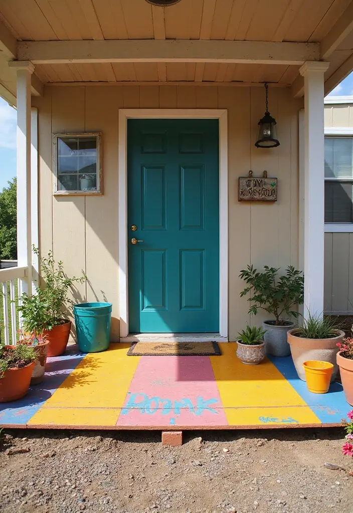 30 Mobile Home Front Porch Ideas That Boost Curb Appeal 25 30 Mobile Home Front Porch Ideas That Boost Curb Appeal - 25. Painted Flooring