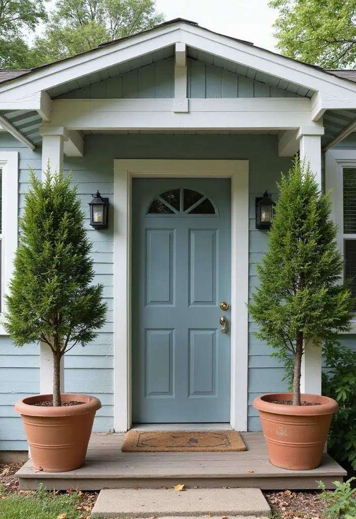 30 Mobile Home Front Porch Ideas That Boost Curb Appeal 26 30 Mobile Home Front Porch Ideas That Boost Curb Appeal - 26. Potted Trees