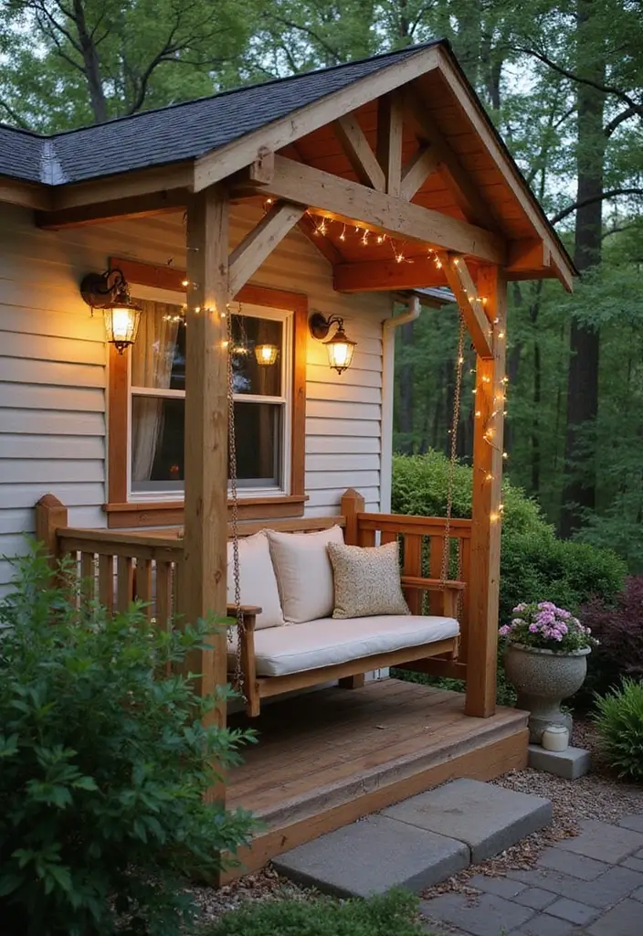 30 Mobile Home Front Porch Ideas That Boost Curb Appeal 4 30 Mobile Home Front Porch Ideas That Boost Curb Appeal - 4. Porch Swing