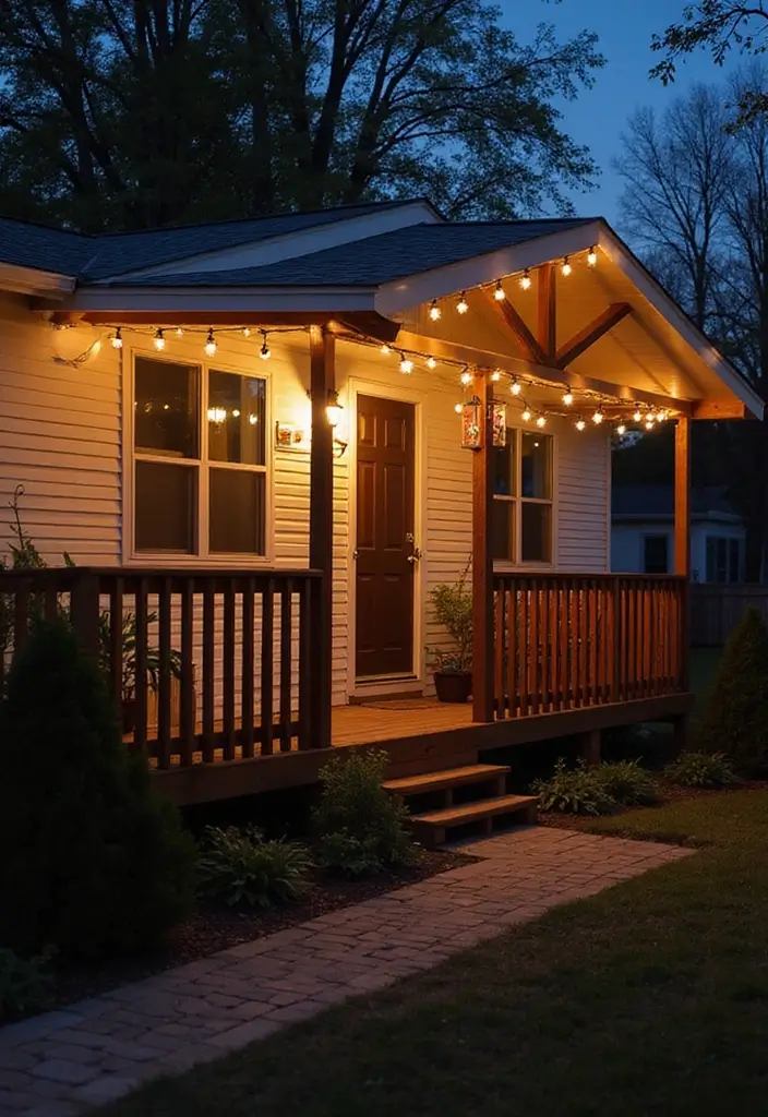 30 Mobile Home Front Porch Ideas That Boost Curb Appeal 5 30 Mobile Home Front Porch Ideas That Boost Curb Appeal - 5. Outdoor Lighting