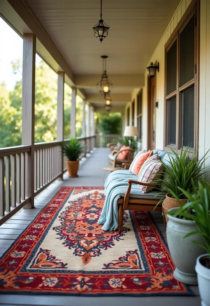 30 Mobile Home Front Porch Ideas That Boost Curb Appeal 7 30 Mobile Home Front Porch Ideas That Boost Curb Appeal - 7. Decorative Rugs