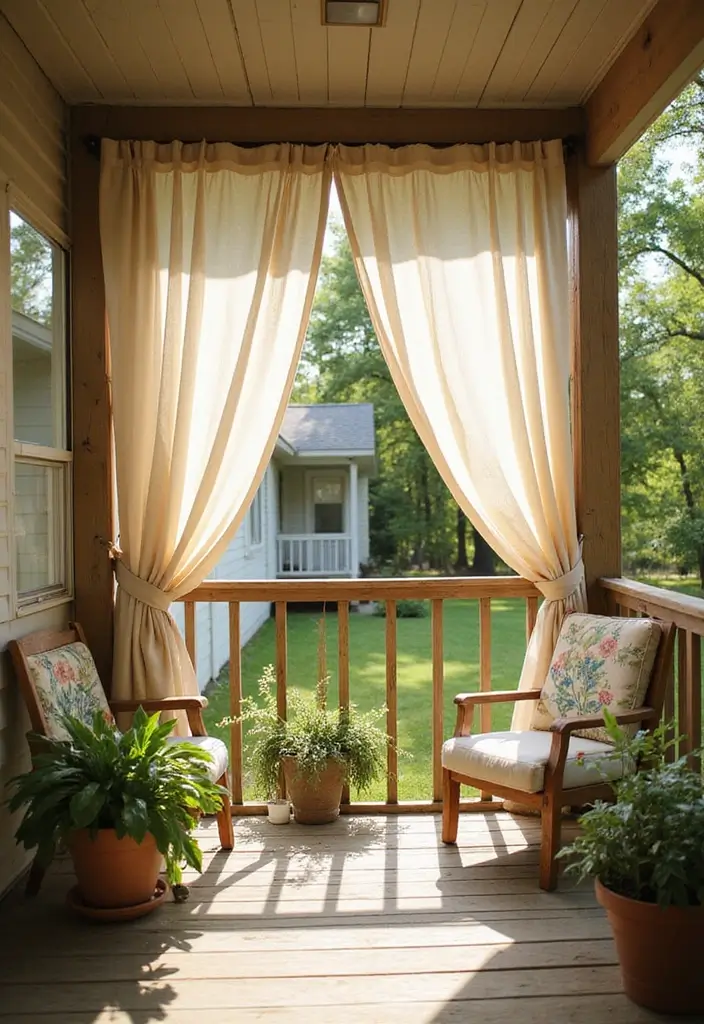 30 Mobile Home Front Porch Ideas That Boost Curb Appeal 9 30 Mobile Home Front Porch Ideas That Boost Curb Appeal - 9. Outdoor Curtains